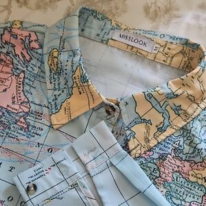 MISSLOOK Pastel World Map Shirt Jacket